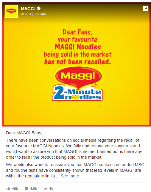 Nestle Maggi used social media
