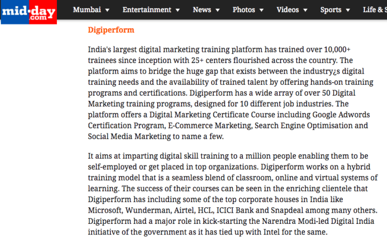 DIGIPERFORM IN MEDIA