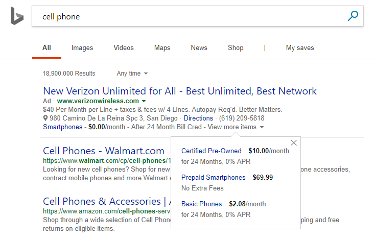 Bing-Price-Extensions