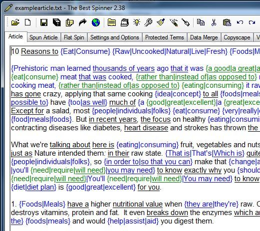spinning the article