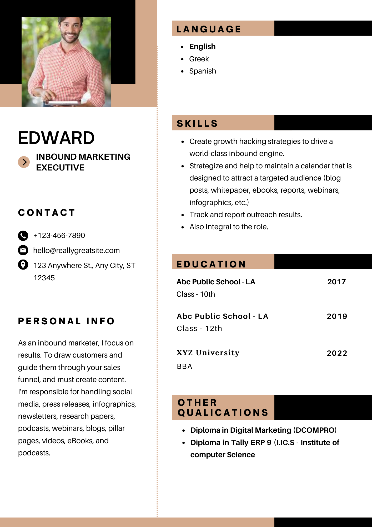 Template For Inbound Marketing Job