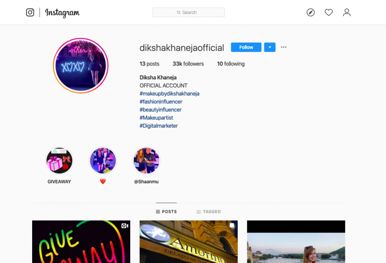 Diksha Khaneja Instagram