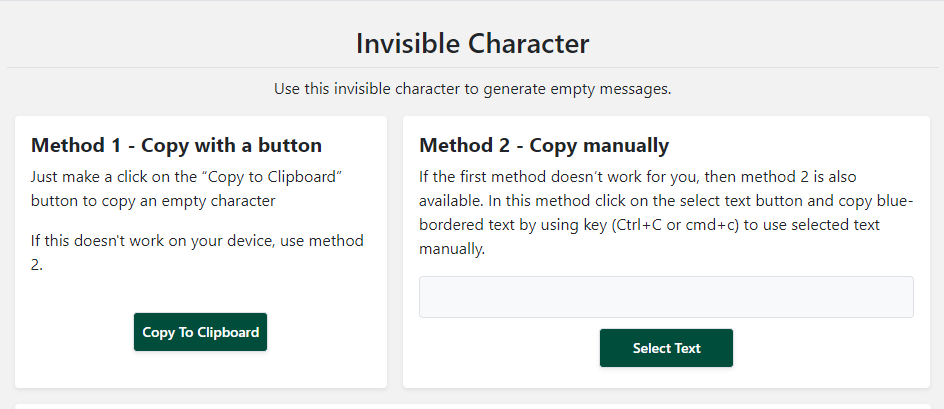 Invisible characters 