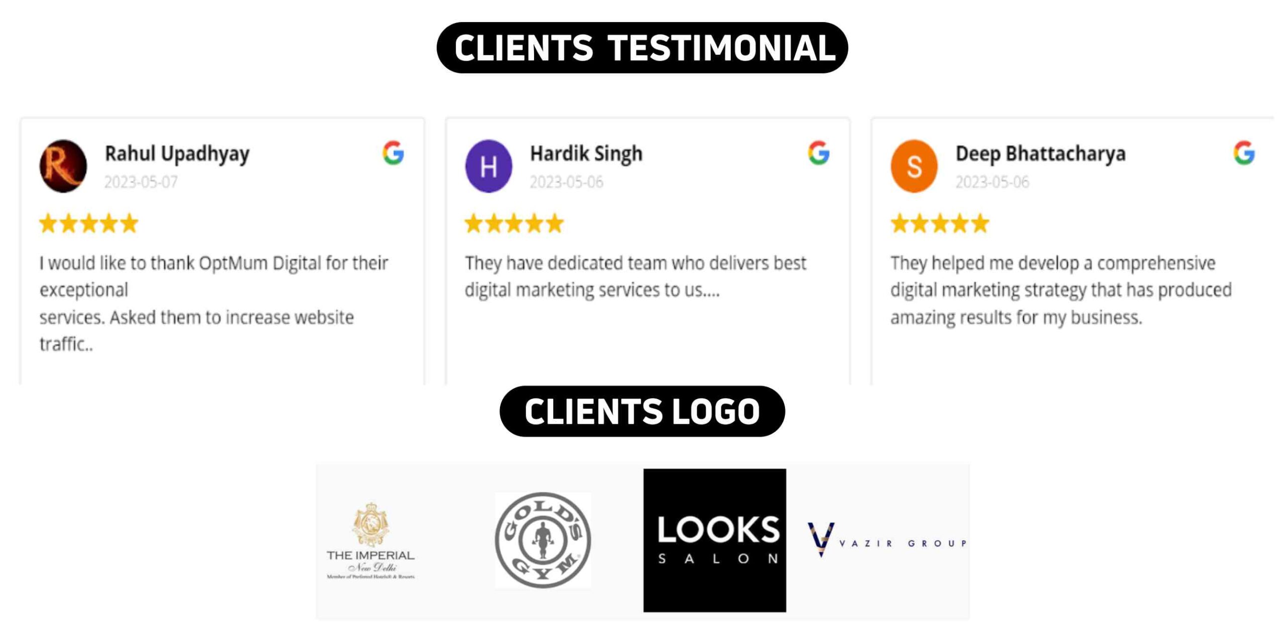 OptMum Digital Gurgaon Clients Testimonial & Logos