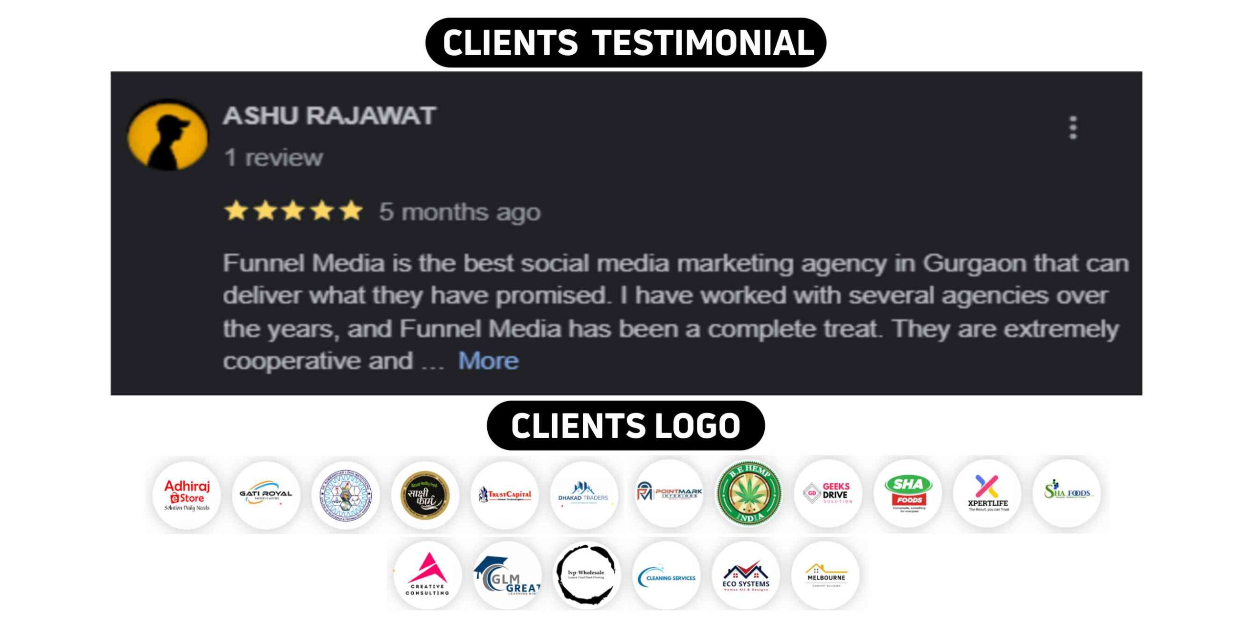 Funnel Media Gurgaon Clients Testimonial & Logos