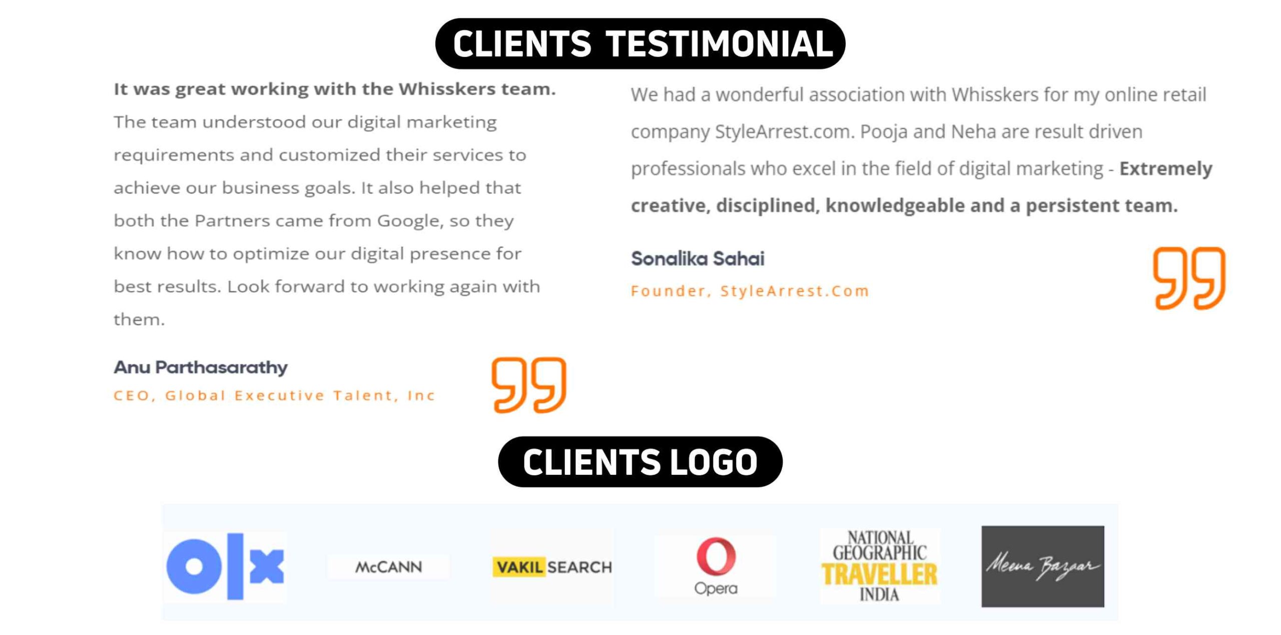Whisskers Gurgaon Clients Testimonial & Logos