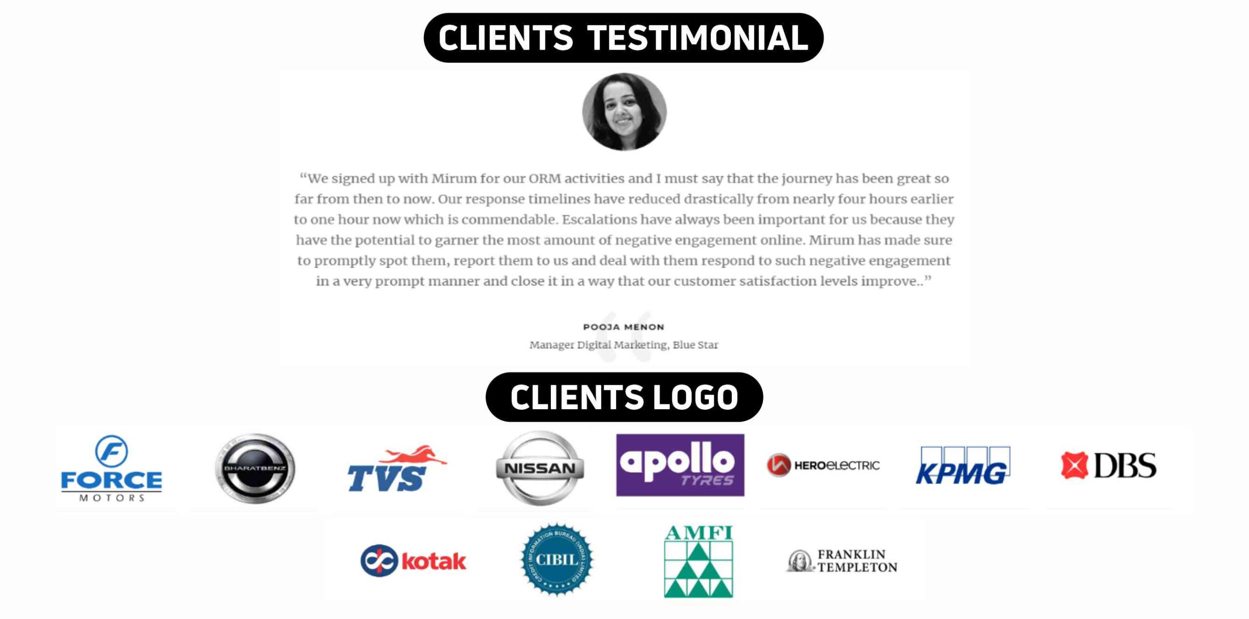 Mirum Clients Testimonial & Logo