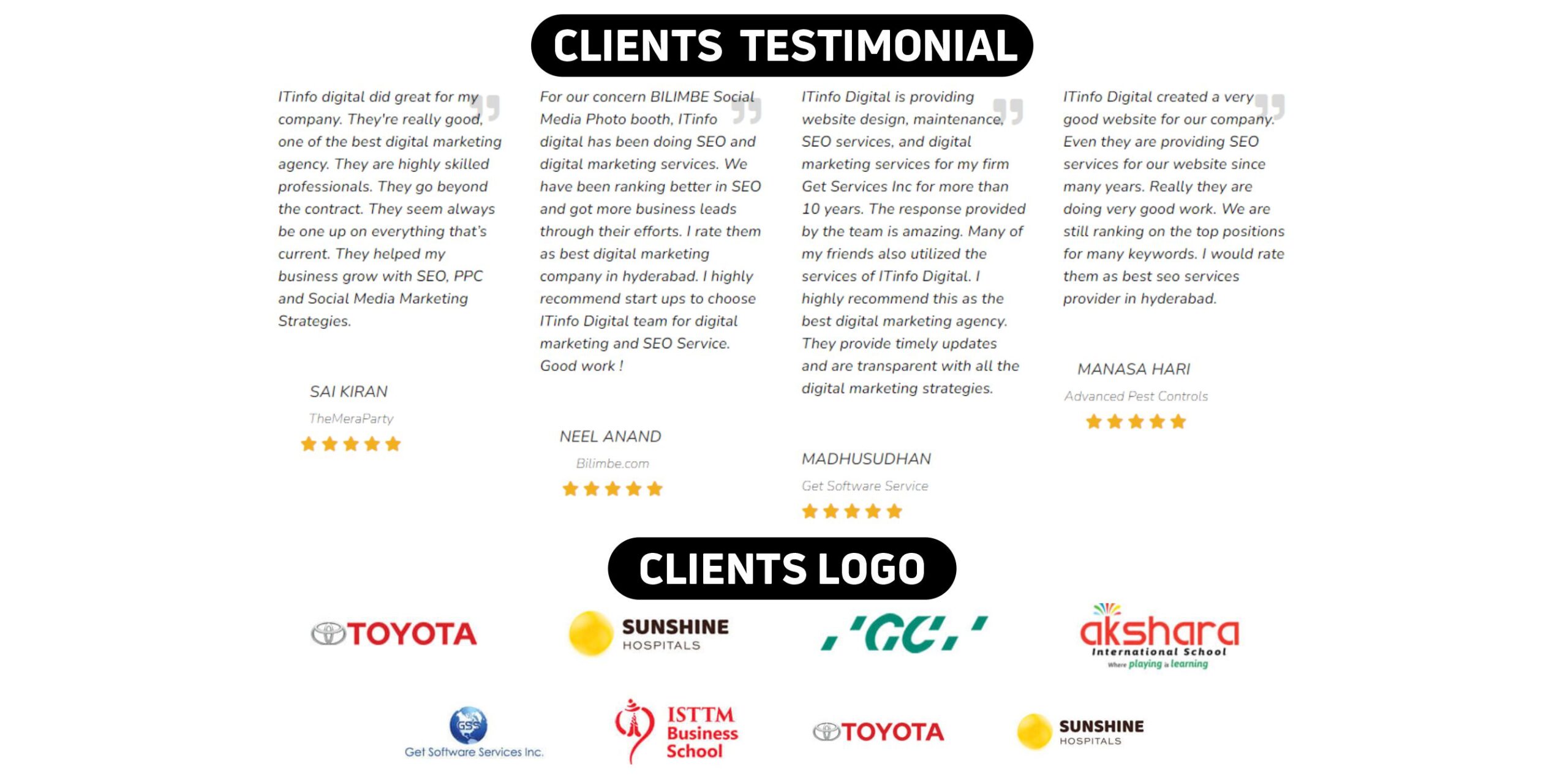 ITinfo Digital Clients Testimonials & Logos