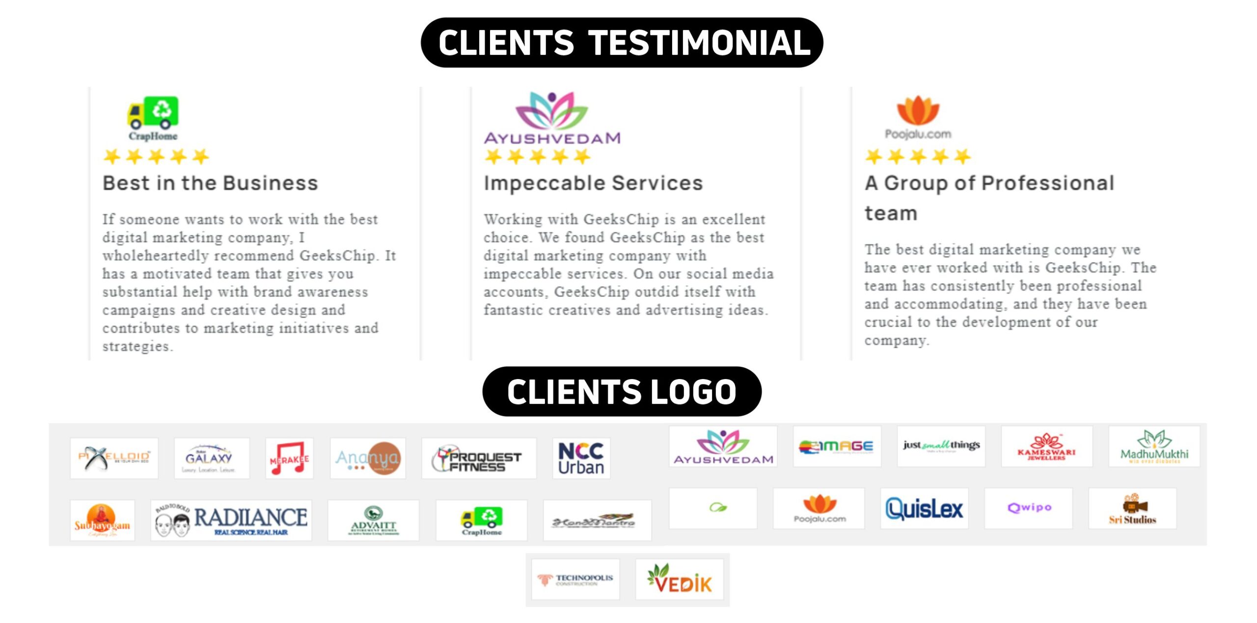 Geekschip Clients Testimonials & Logos