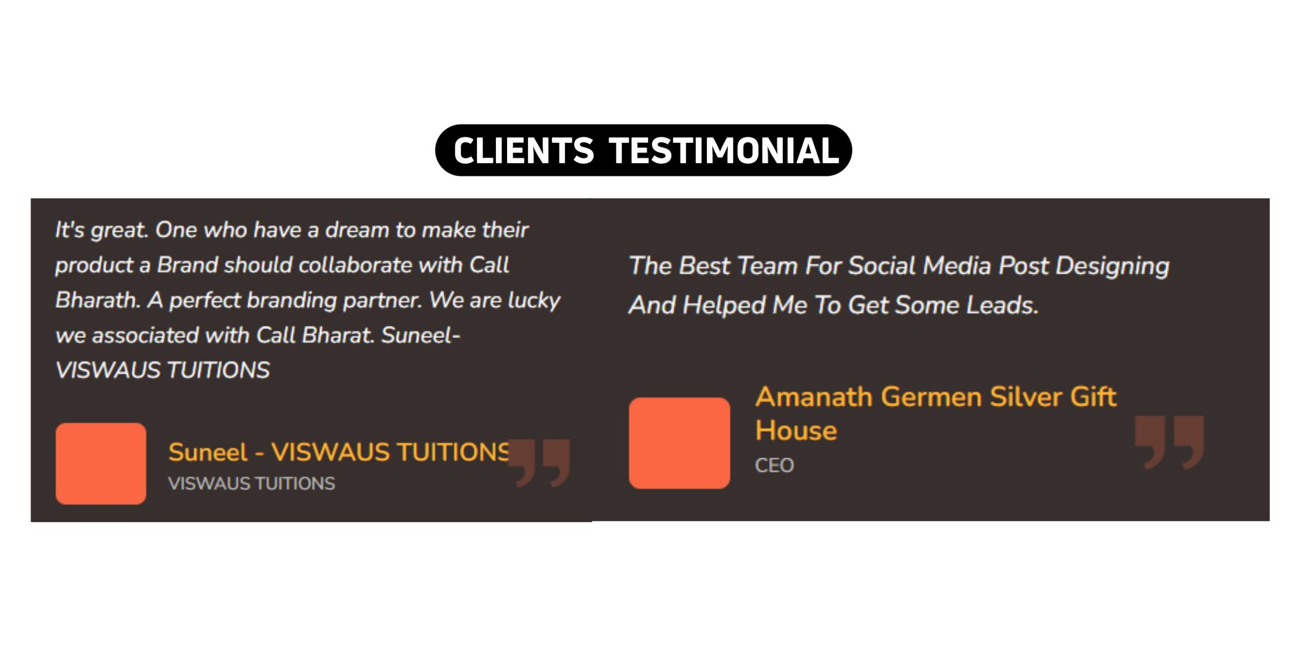 CALL BHARAT Clients Testimonials