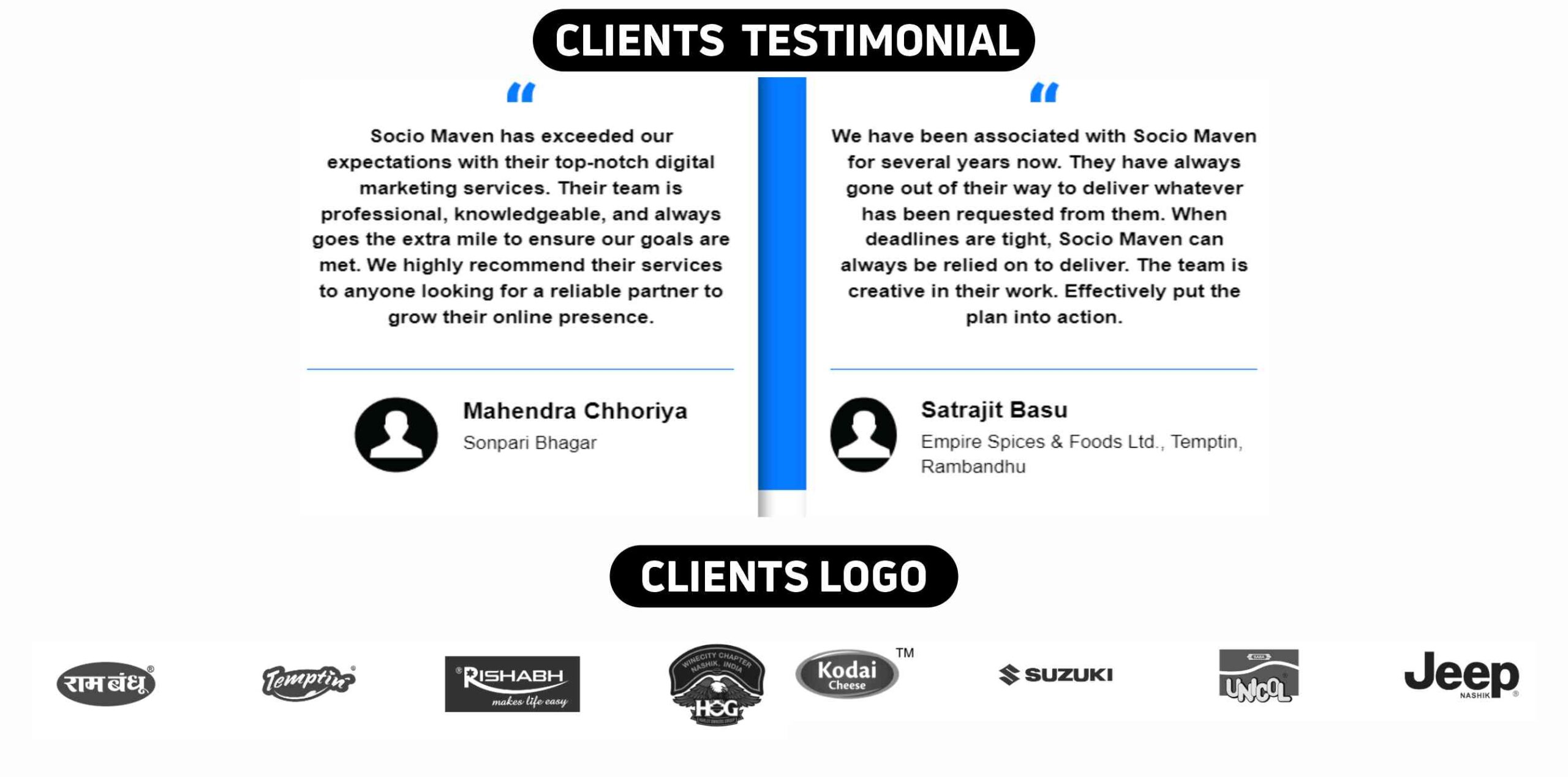 Socio Maven Media Client Testimonial & Logos