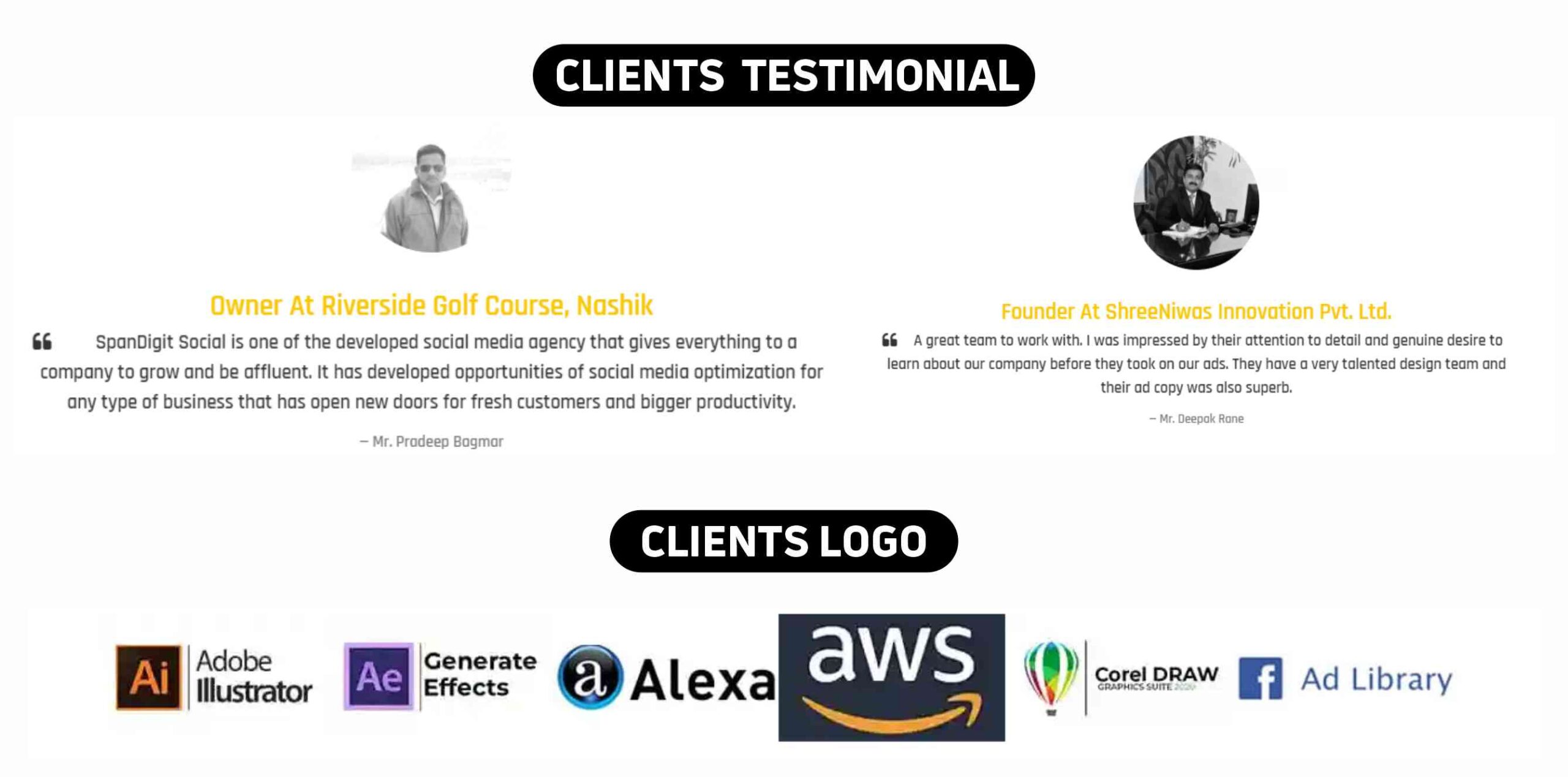 SpanDigit Social Media Marketing Agency Client Testimonial & Logos