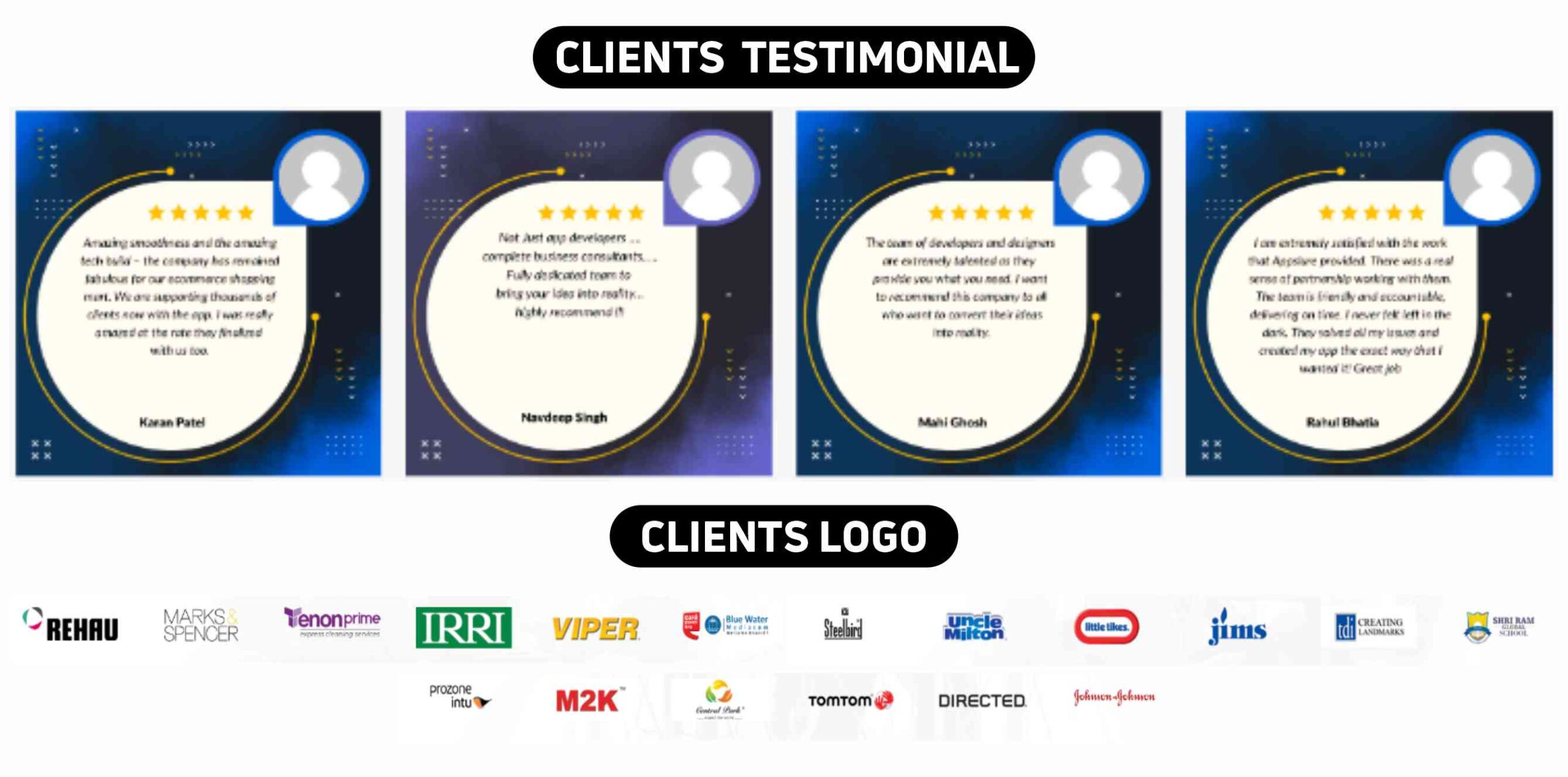 Appslure WebSolution Client testimonial & Logo