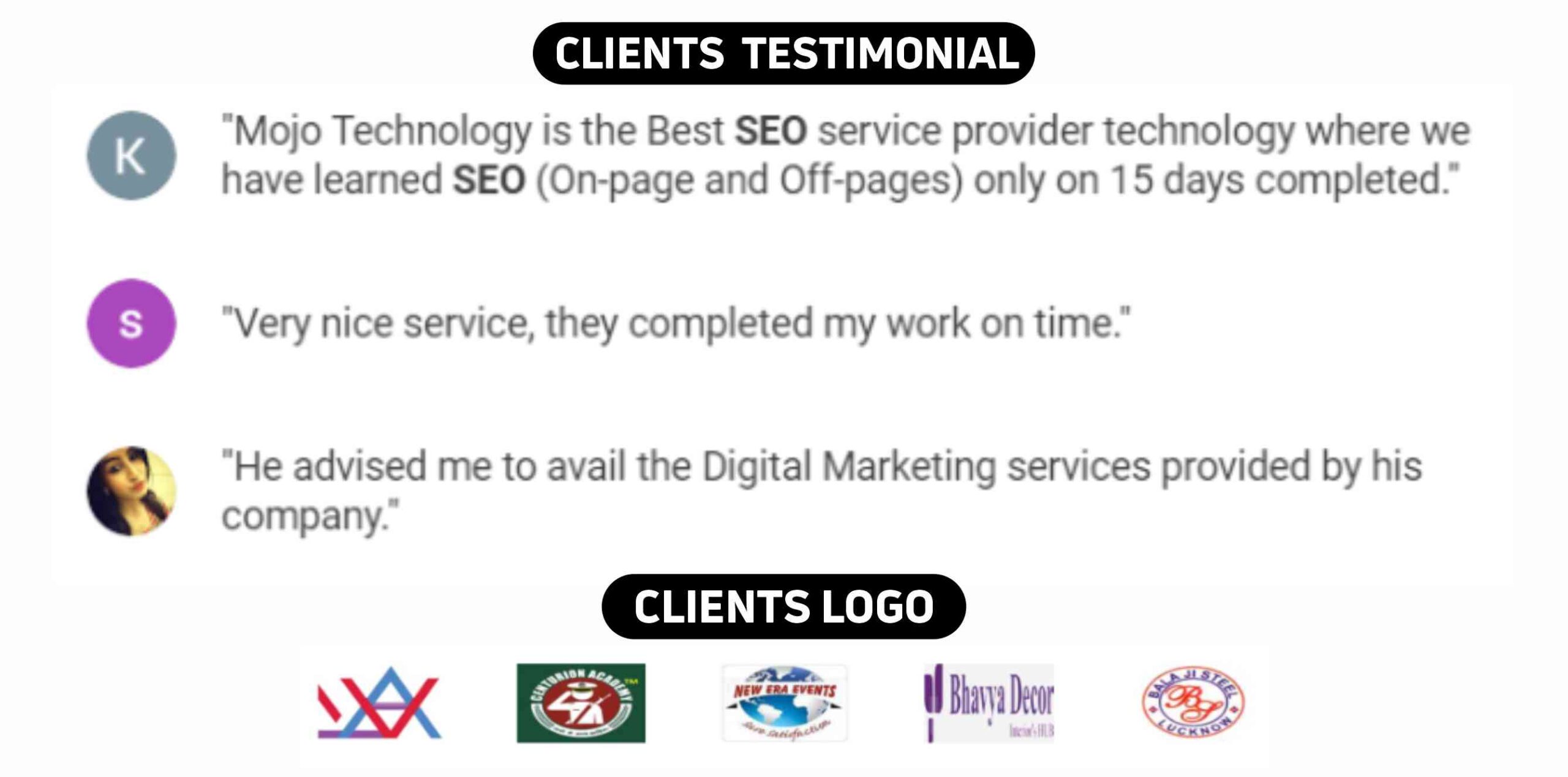Mojo Technologies Clients Testimonials & Logos