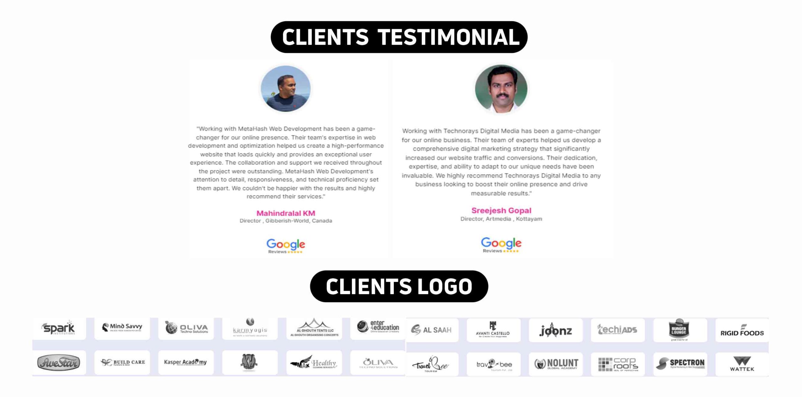 Technorays Digital Media Pvt.Ltd Clients Testimonials & logos