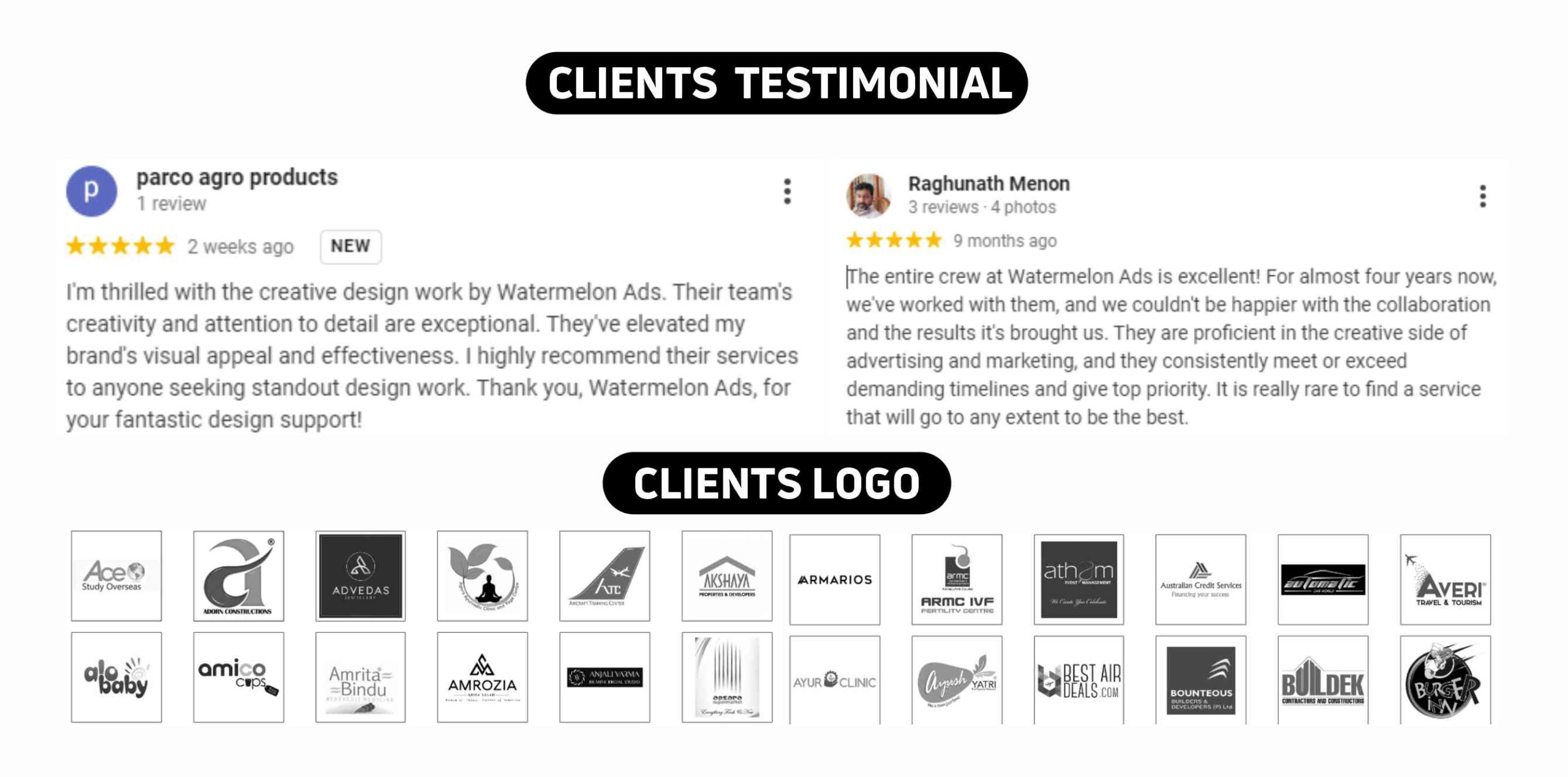 WATERMELON ADS Clients Testimonials & logos