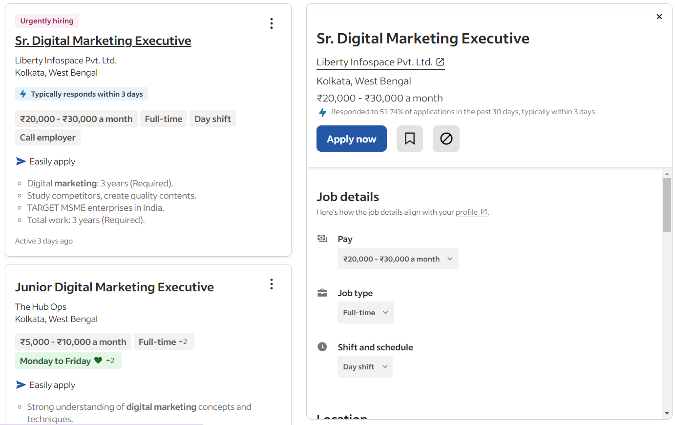 Current Job openings in Digital marketing in Kolkata