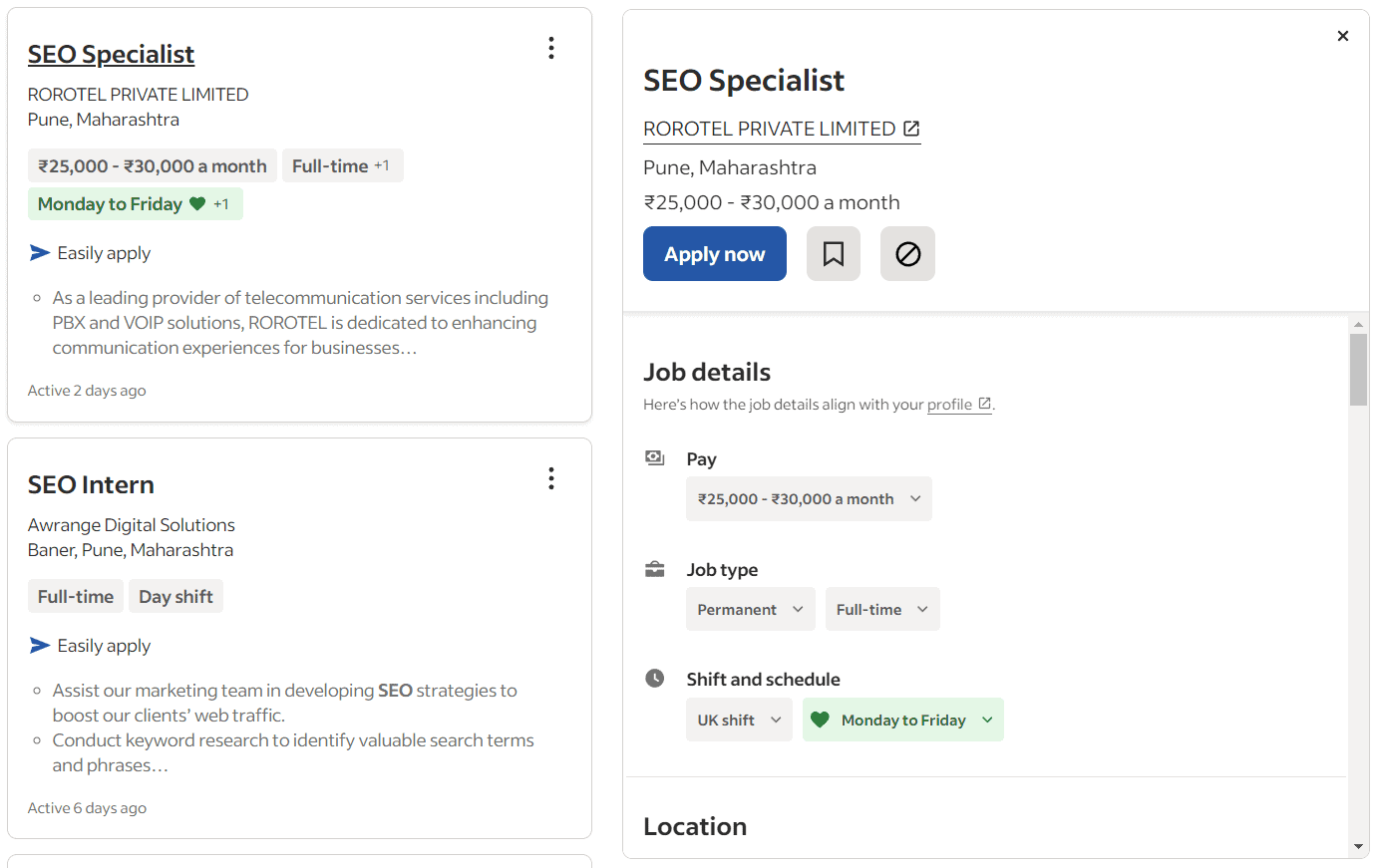 Current Job openings in SEO in Pune