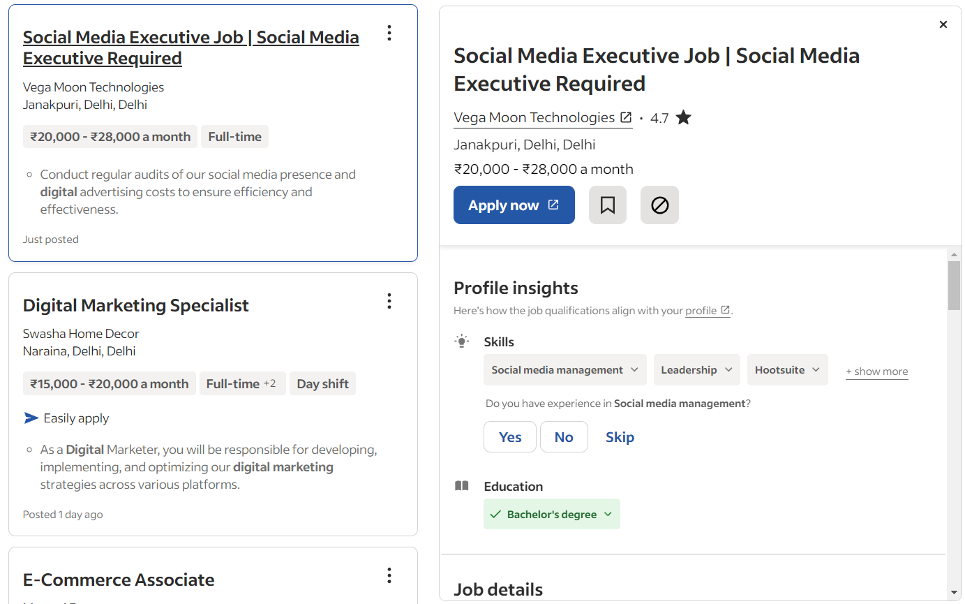 Digital marketing job